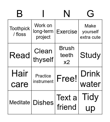 Daily self-care shuffle bing Bingo Card
