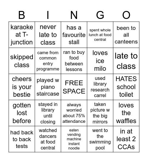nanyang poly bingo Card