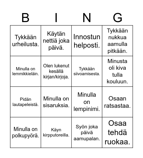 Tutustutaan Bingo Card