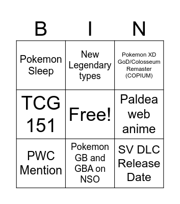 Untitled Bingo Card