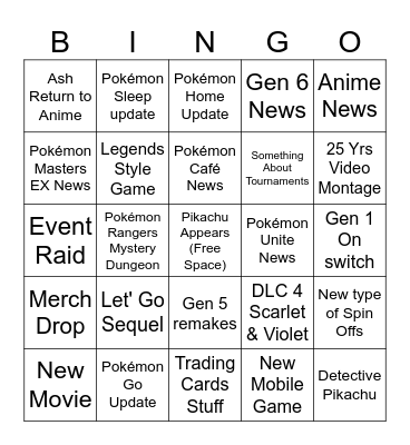 Pokémon Presents BINGO Card