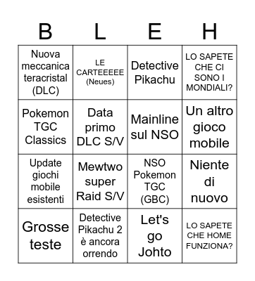 Il maledetto Pokémon Presents Bingo Card