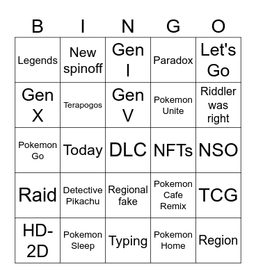 Pokemon Presents Bingo Card