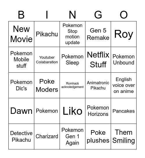 Bin Josh Bingo Card