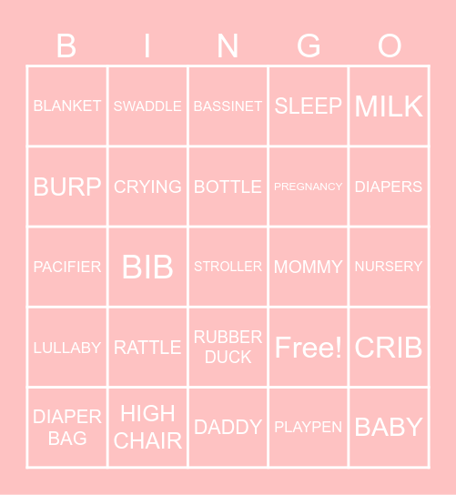 BABY SHOWER BINGO Card