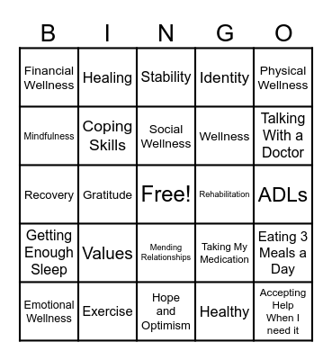 Wellness Bingo Card