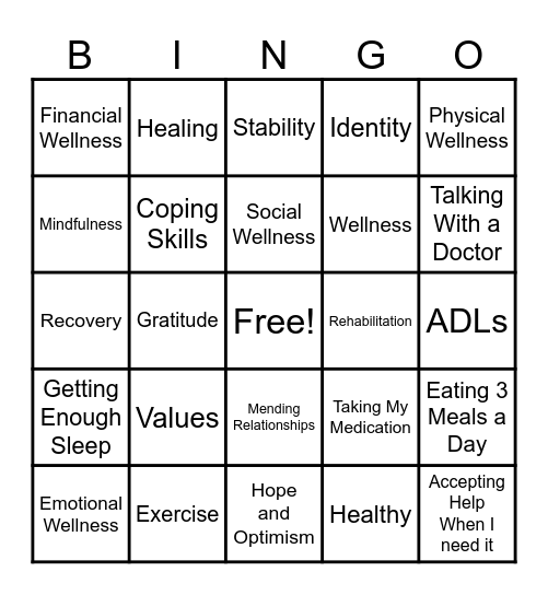 Wellness Bingo Card