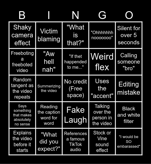 Sssniperwolf Bingo Card