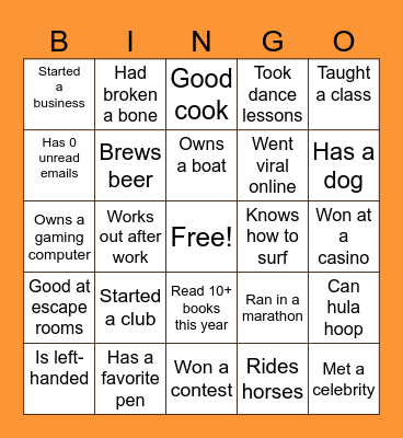 Support Bingo! Bingo Card