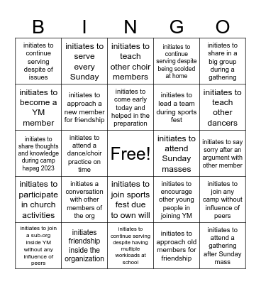 Bin-Go Lead! Bingo Card