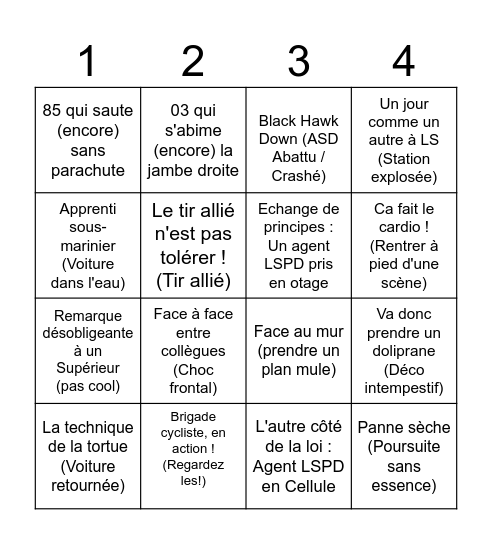 BINGO LSPD - FLASHLAND 07-13 Bingo Card