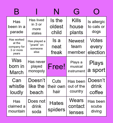 Support Bingo! Bingo Card