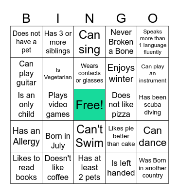 Support Bingo! Bingo Card