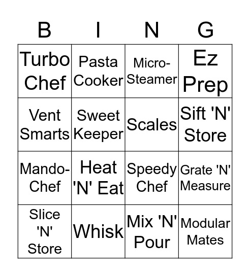 Tupperware  Bingo Card