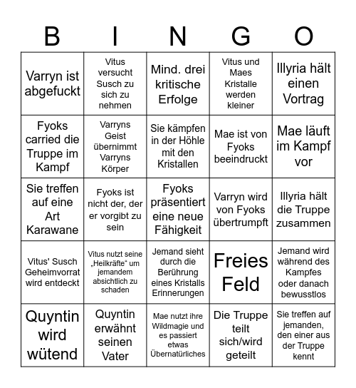 B.A.D. Folge 14 Bingo (folgenbezogen) Bingo Card