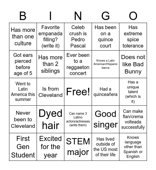 La Alianza BINGO! Bingo Card