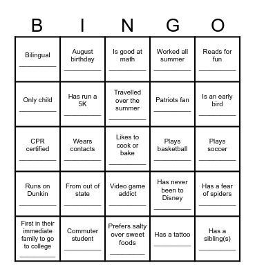 Find Someone Who... Bingo Card