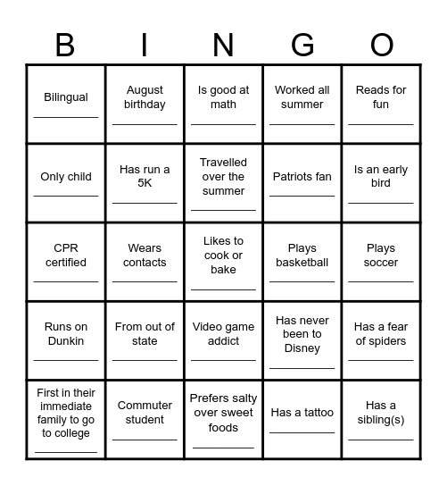 Find Someone Who... Bingo Card