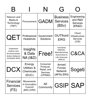 EXPLORE Capgemini Bingo Card