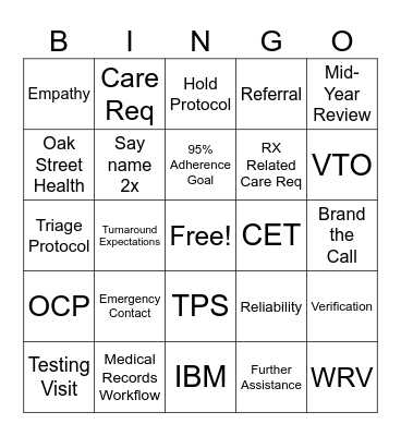 OSH Bingo Card