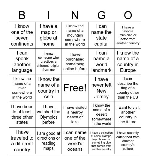 World Languages and Cultures Bingo Card