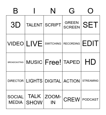 TV WORDS! Bingo Card