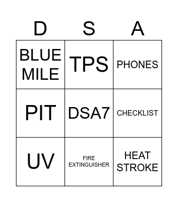 Summer of Safety Bingo Card