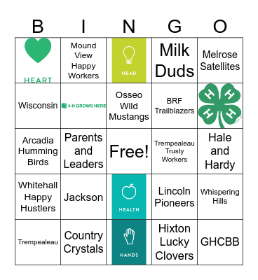 National 4-H Week Bingo Card