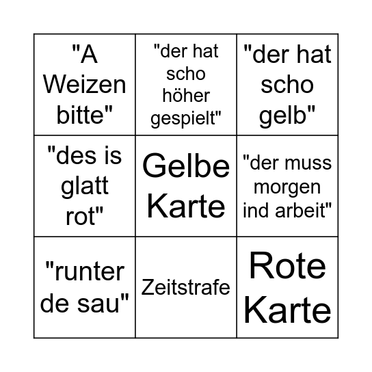 Fußball Bingo Card