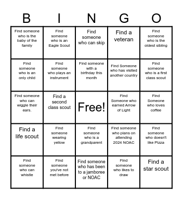 Distance Learning Scavenger Hunt Bingo Card