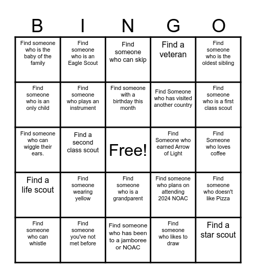 Distance Learning Scavenger Hunt Bingo Card