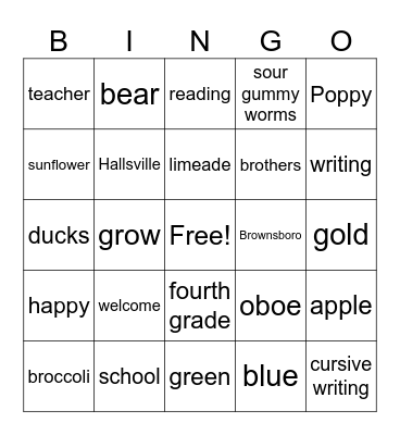 "Get to Know Ms. Carpenter" BINGO! Bingo Card