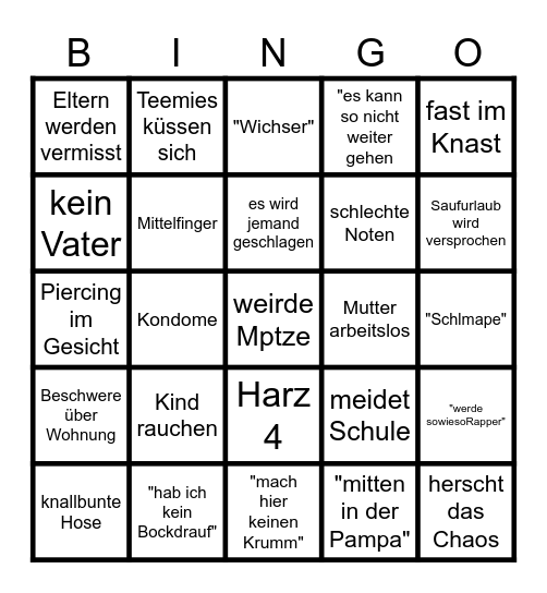 Rosins Restaurant Bingo Card