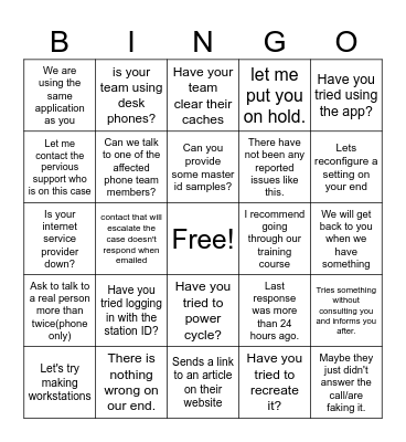 tech support bingo Card