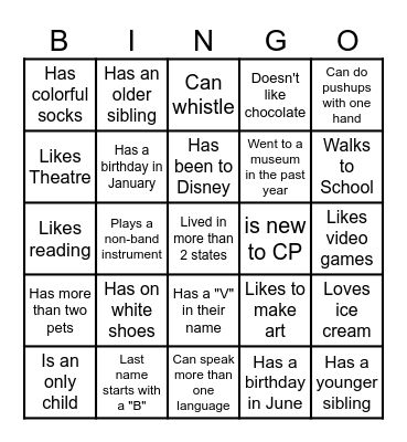 Get to know you BINGO: Find someone who... Bingo Card