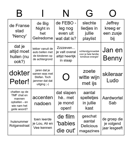 De Grote SabineBingo Card