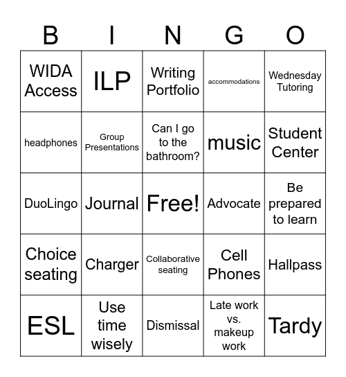 Untitled Bingo Card