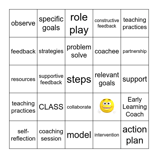 Practiced-Based Coaching Bingo Card