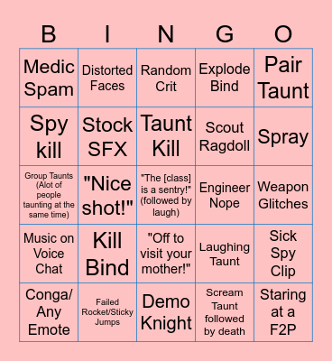 TF2 YT FUNNY VID BINGO Card