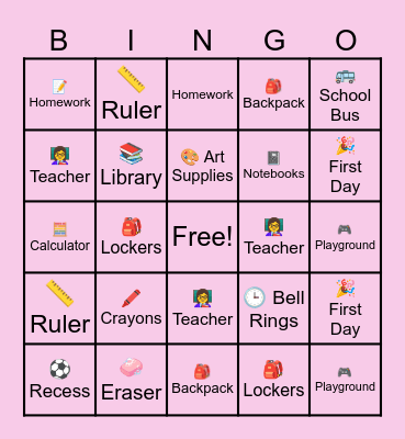 🎒 Back-to-School Bingo 📚 Bingo Card