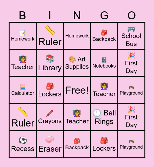 🎒 Back-to-School Bingo 📚 Bingo Card