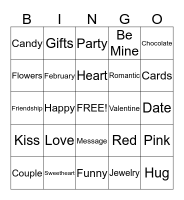 Happy Valentine's Day!  Bingo Card