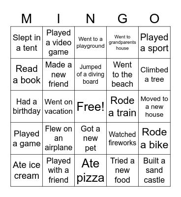 Welcome Back! Bingo Card