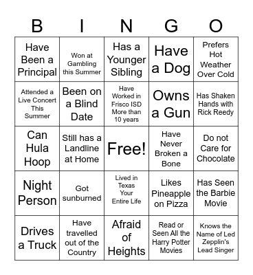 Random Bingo Card