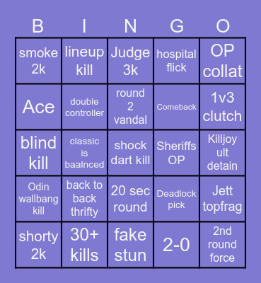 valo Bingo Card