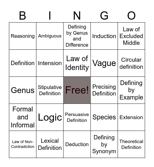 Intro to LOGIC Lessons 1-5 Bingo Card