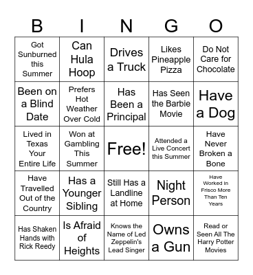 Random Bingo Card