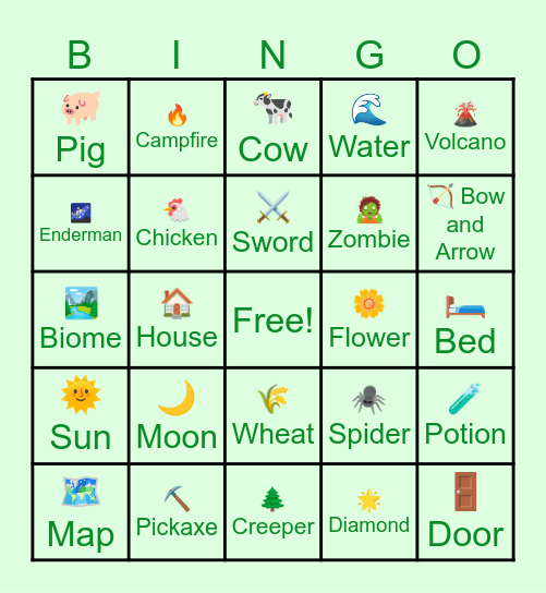 🎮 Minecraft Bingo Adventure! ⛏️🌍 Bingo Card