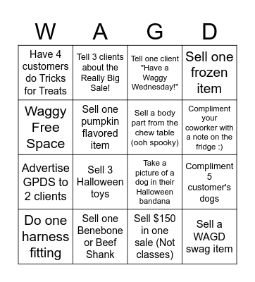 Waggy Halloween Bingo Card