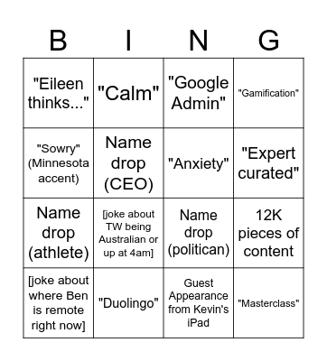 WA/ustwo Bingo Card